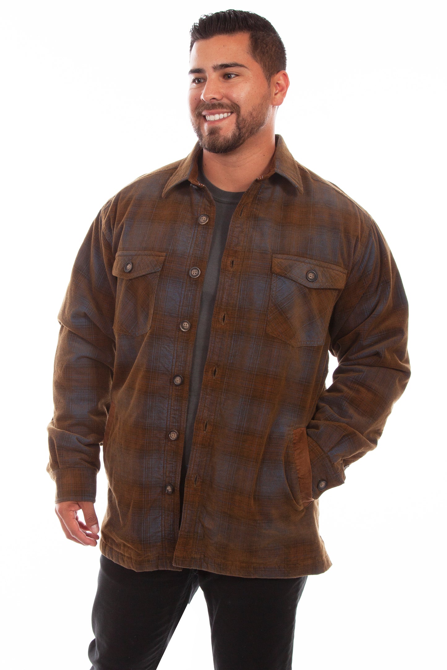 Scully Western Men's Sherpa Lined Jacket in Blue-Brown