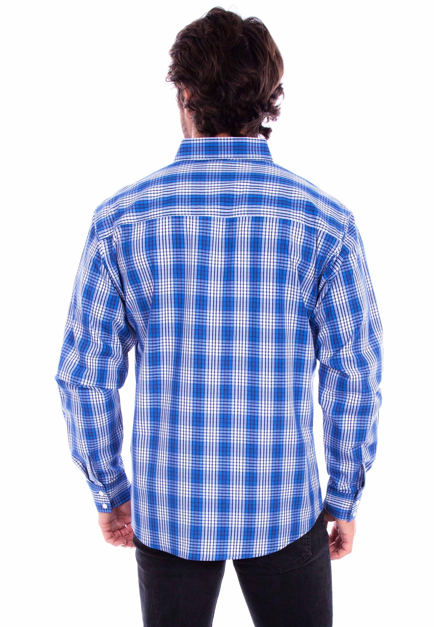 Scully Men's Worn Out's Long Sleeve Plaid Shirt in Blue