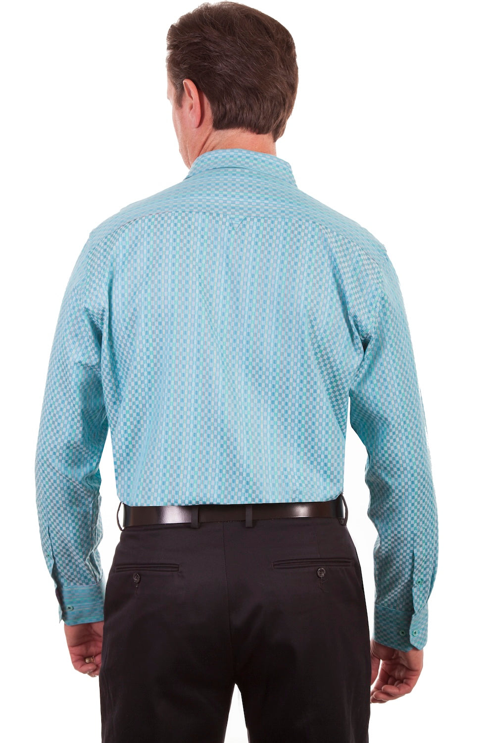 Scully Western Men's Top Shelf Basket Weave Shirt in Aqua