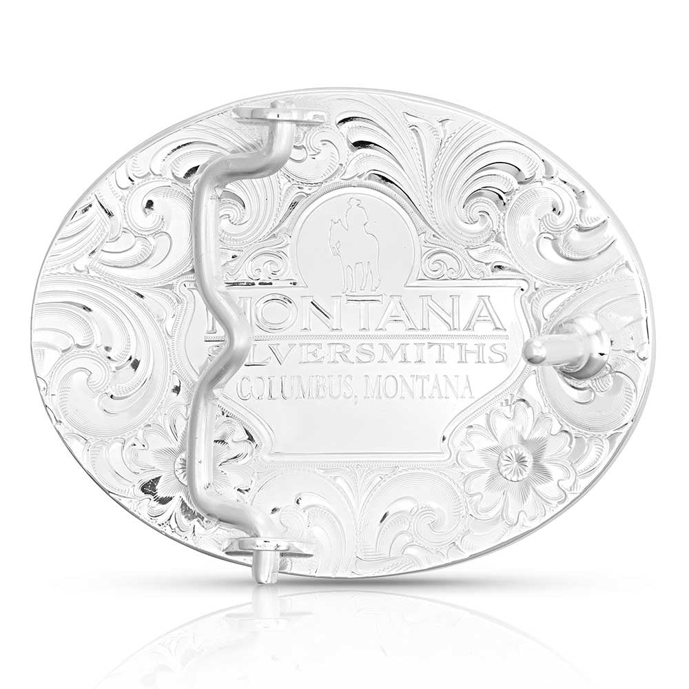 Montana Silversmiths Petite Two-Tone Engraved Buckle with Christian Cowboy