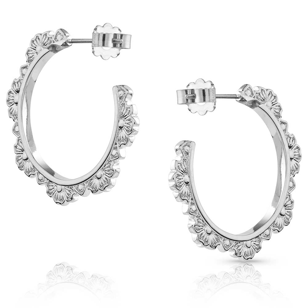 Montana Silversmiths Floral Edge Hoop Earrings
