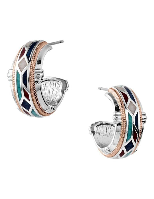 Montana Silversmiths Western Mosaic Hoop Earrings