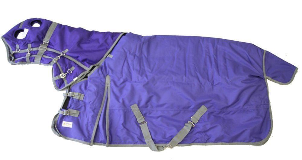 AJ Tack 1200D Waterproof Turnout Horse Blanket with Hood - Purple