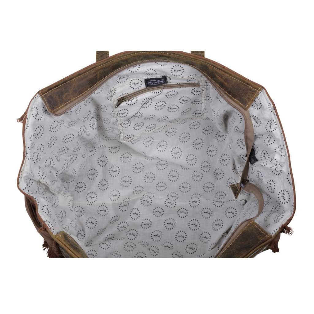 Myra Bag Salt n Pepper Brown Cowhide Purse