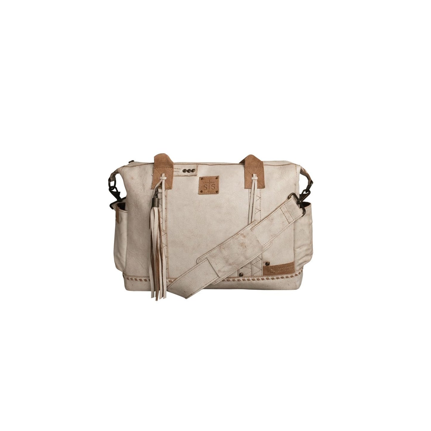 STS Ranchwear Womens Cremello Amelia White/Tan Leather Tote Bag