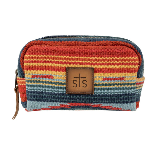 STS Ranchwear Women's Chaynee Valley Serape Collection Bebe Cosmetic Western Style, Leather & Cotton Bag, Multi