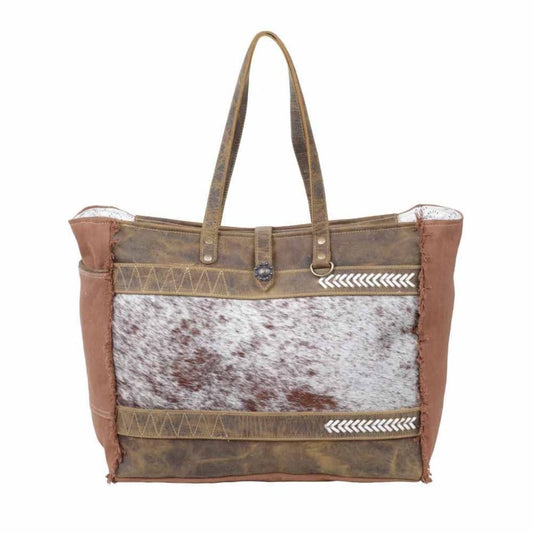 Myra Bag Salt n Pepper Brown Cowhide Purse
