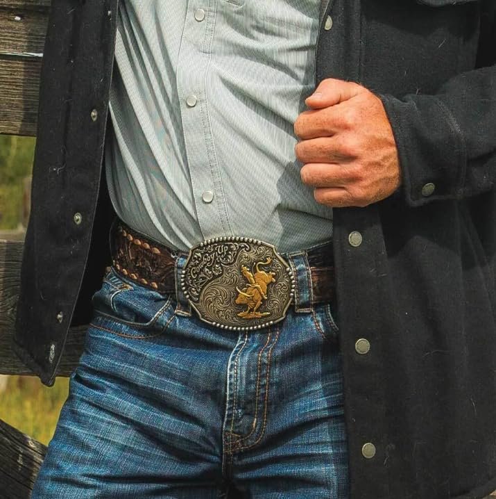 Montana Silversmiths Cowboy Up Bull Rider Belt Buckle