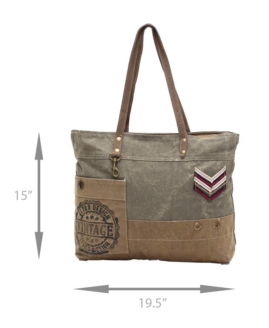 Myra Bag Military Badge Canvas Tote Bag