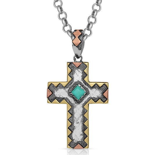 Montana Silversmiths Christian Faith Cross Men's Necklace (Serrated Cross Necklace)