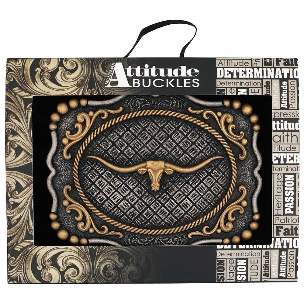 Montana Silversmiths Framed Longhorn Belt Buckle