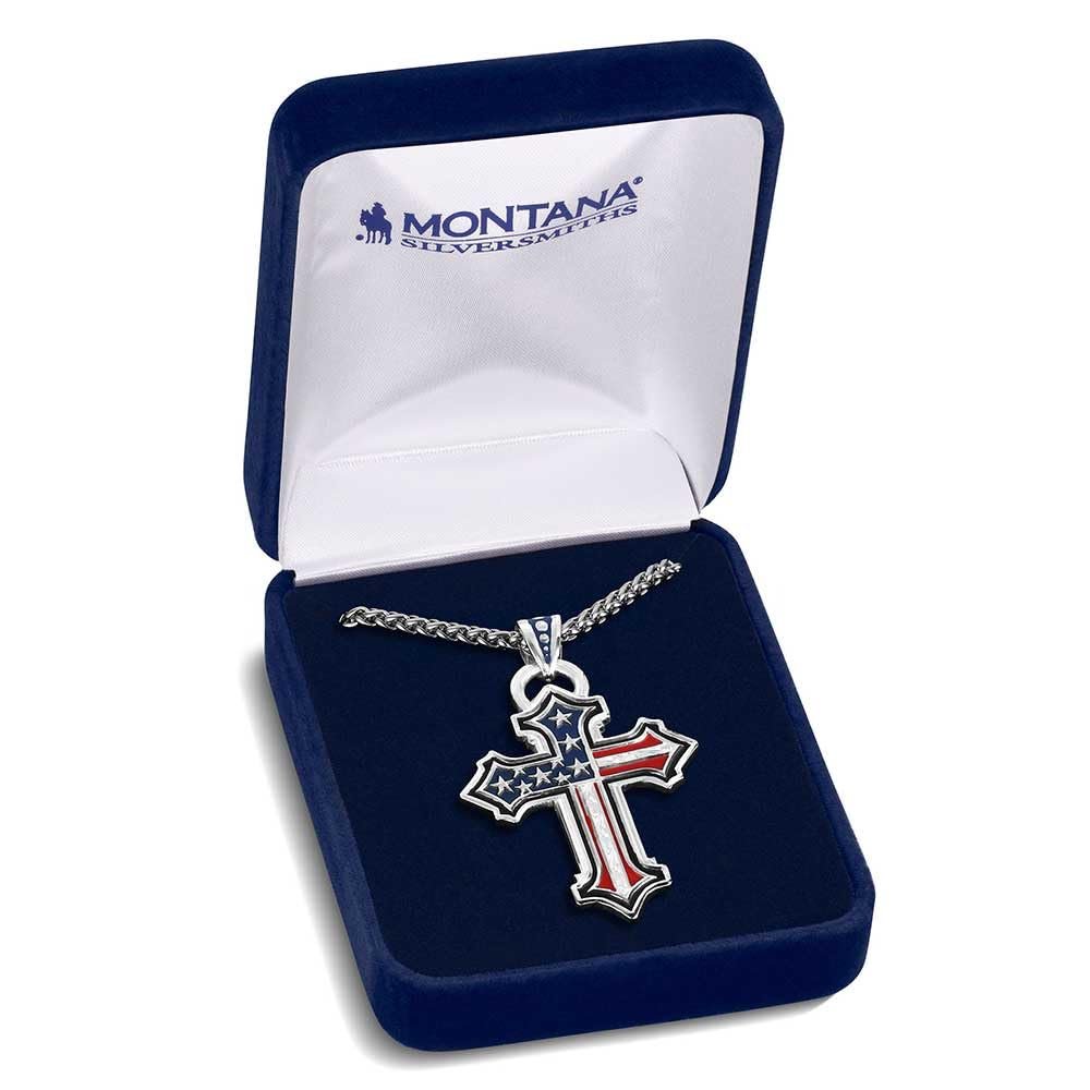 Montana Silversmiths God & Country Men's Cross Necklace
