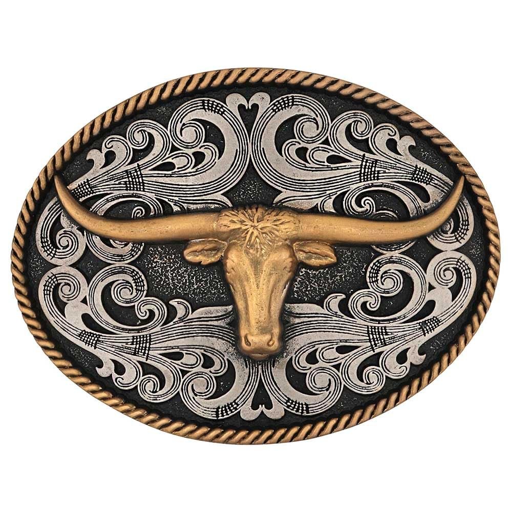 Montana Silversmiths Two-tone Longhorn Belt Buckle