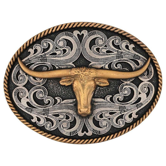 Montana Silversmiths Two-tone Longhorn Belt Buckle