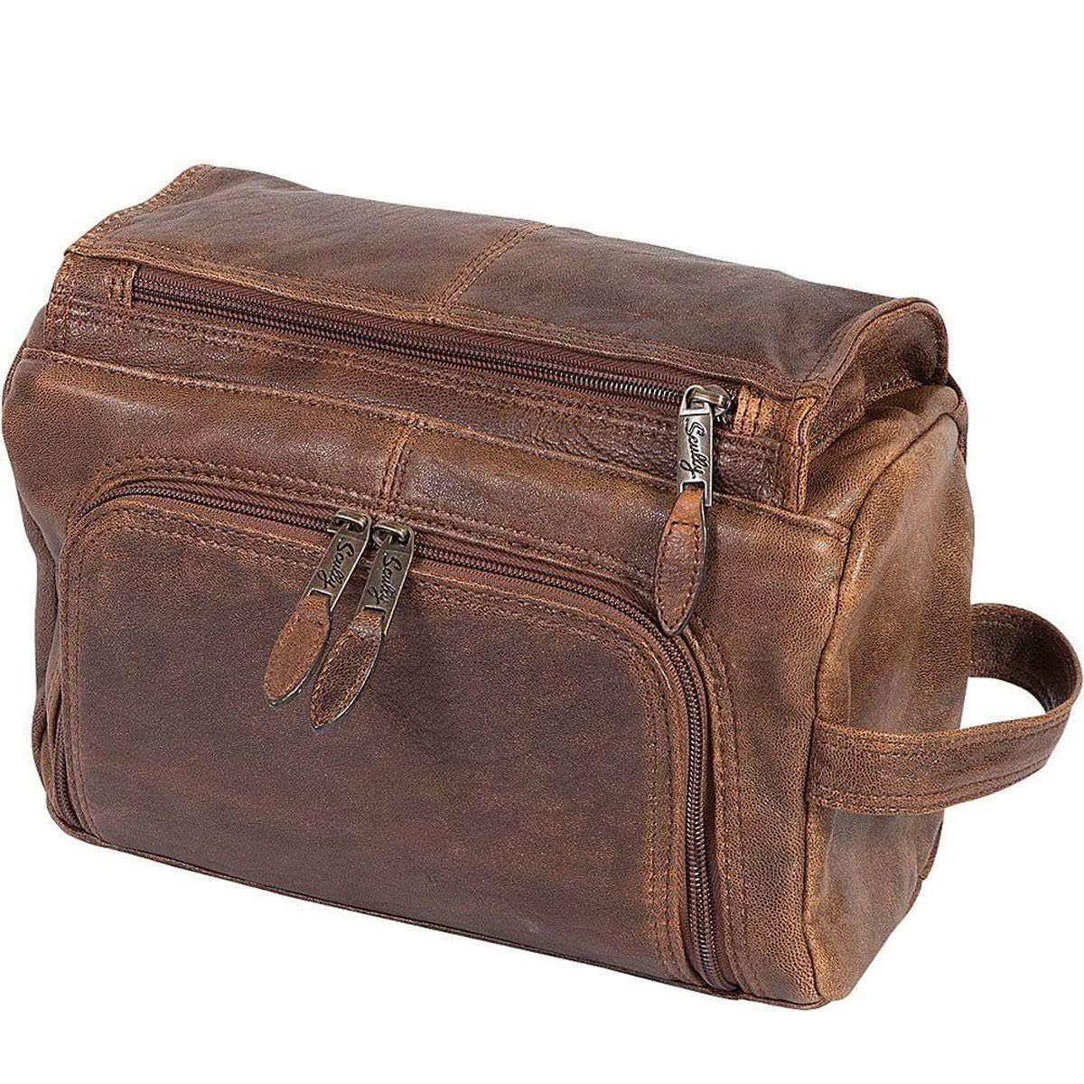 Scully Men's Leather Shaving Kit, Walnut