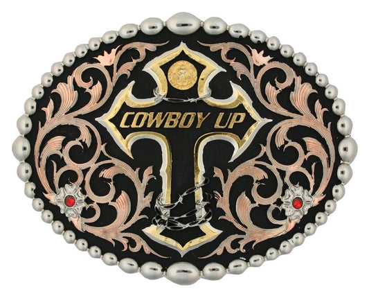 Montana Silversmiths Western Belt Buckle Mens Cowboy Up Gold 60990