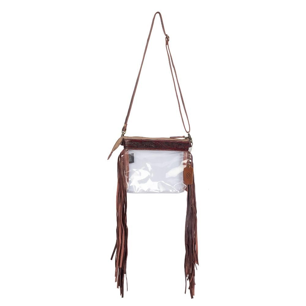 Myra Bag Clear Leather Fringe Purse