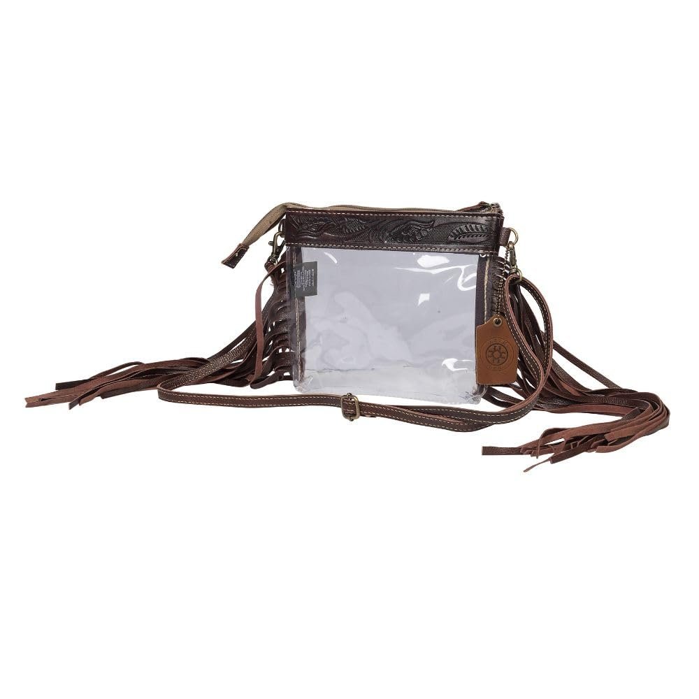 Myra Bag Clear Leather Fringe Purse