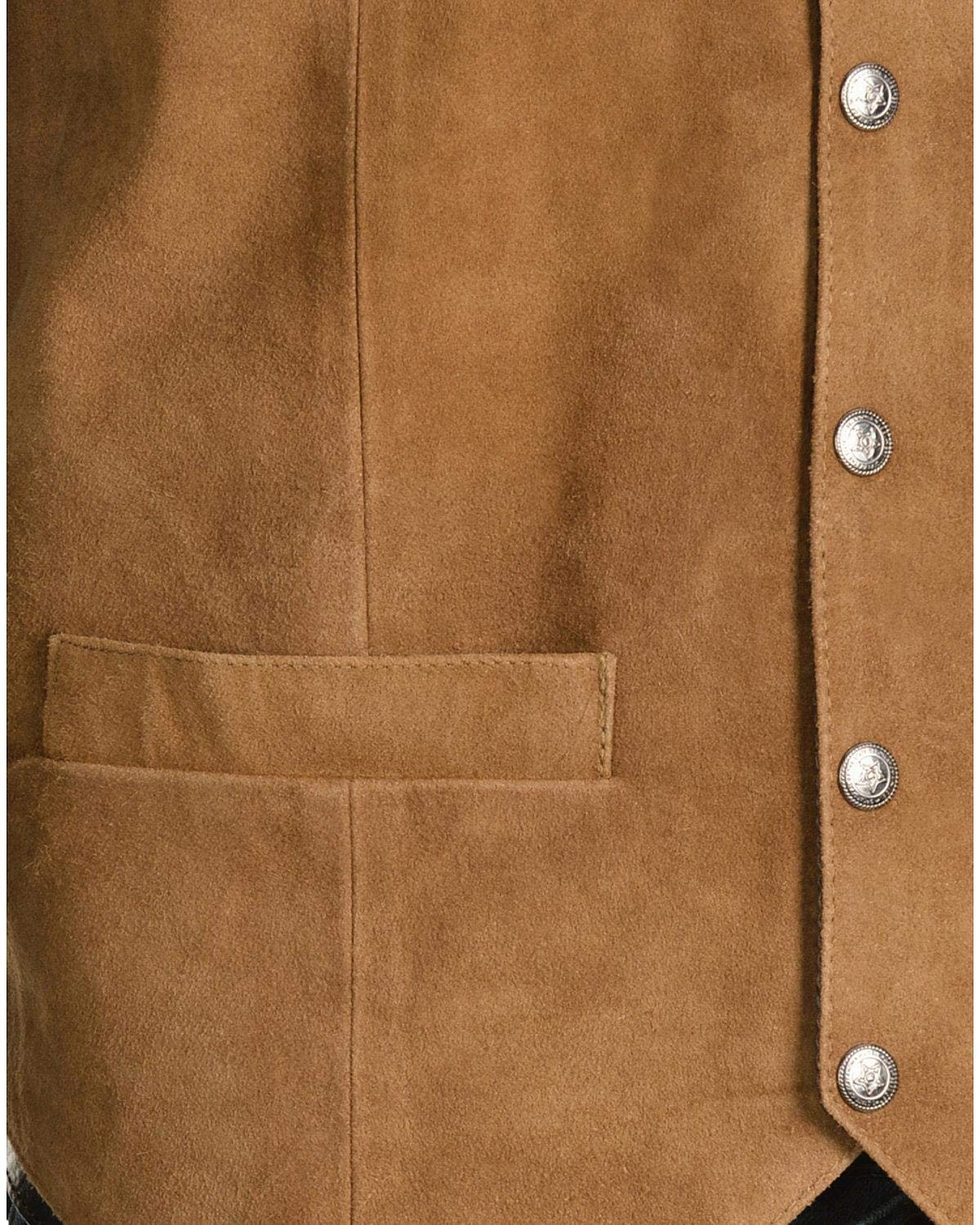 Scully Men's Calf Suede Leather Snap Front Vest - Rust