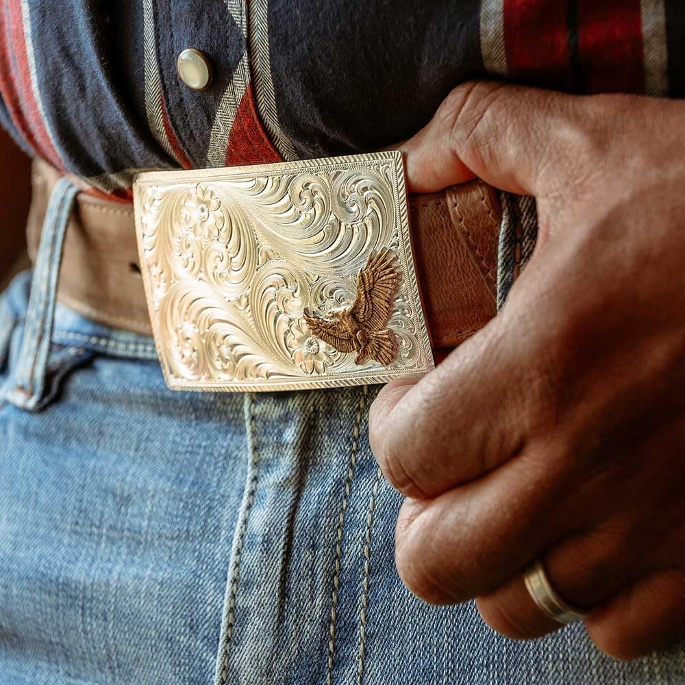 Montana Silversmiths Work Hard American Made Belt Buckle