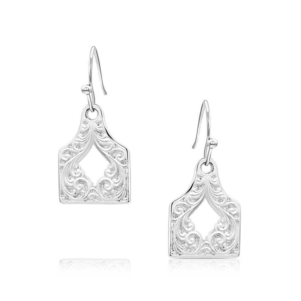 Montana Silversmiths Out West Cow Tag Earrings