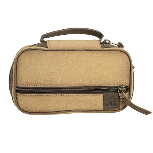 STS Ranchwear Buffalo Creek Durable Versatile Shave Kit Toiletry Bag with Zip Around Closure, Tan/Chestnut, 10.5" W x 4.5" H x 5" D