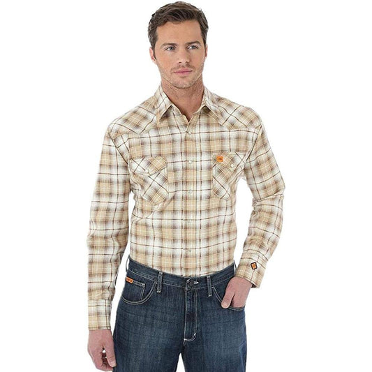 Wrangler FR138KH Mens FR Flame Khaki Long Sleeve Shirt