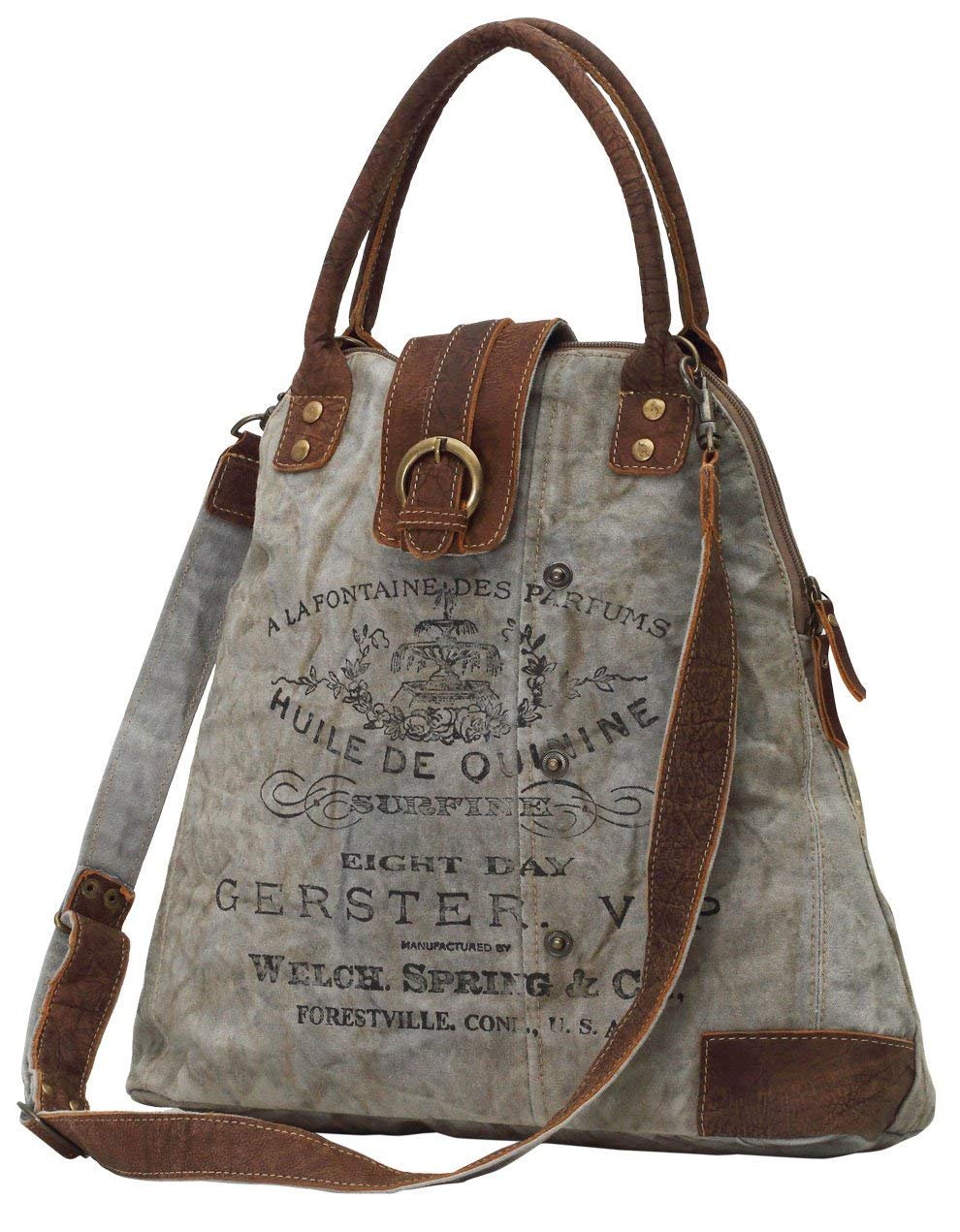 Myra Bag Womens Upcycled Gerster Shoulder Bag 16" X 15" X 6" Crossbody Strap New