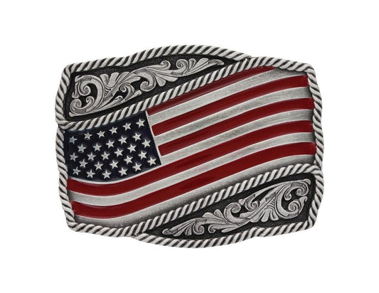 Montana Silversmiths Painted American Flag Attitude Buckle