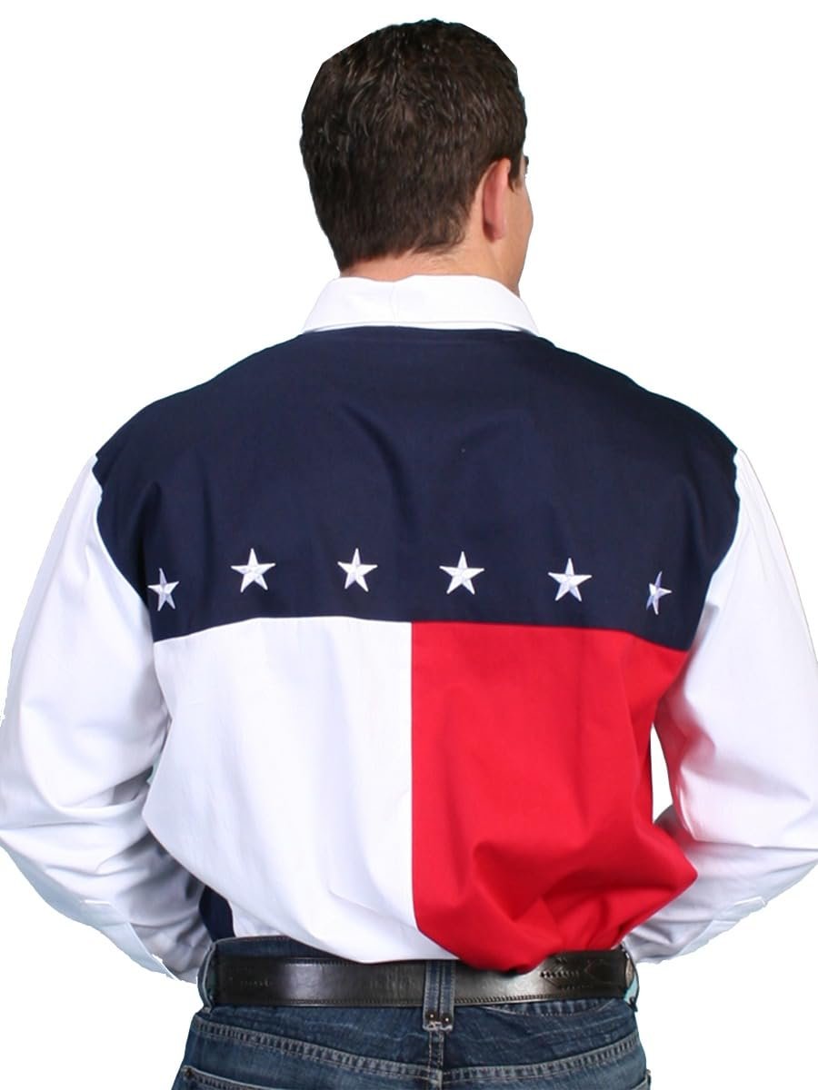 Scully Men's Patriot Colorblock Long Sleeve Snap Shirt
