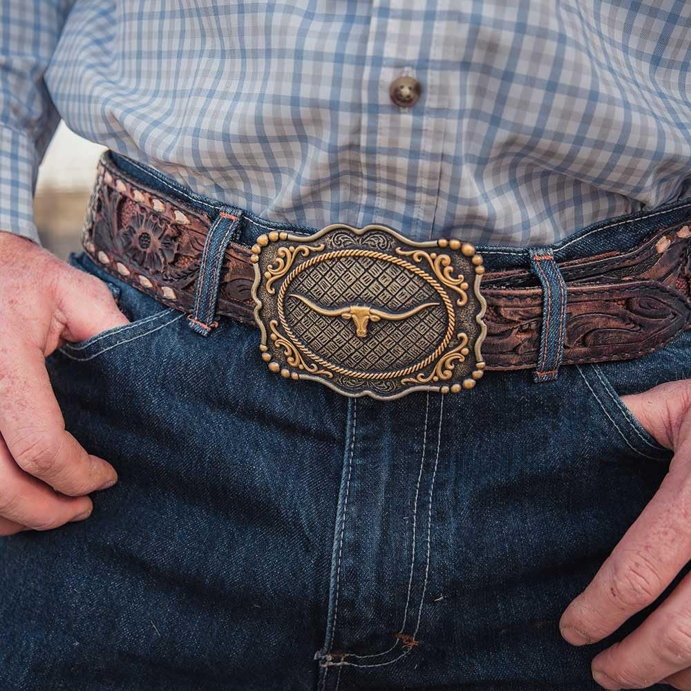 Montana Silversmiths Framed Longhorn Belt Buckle