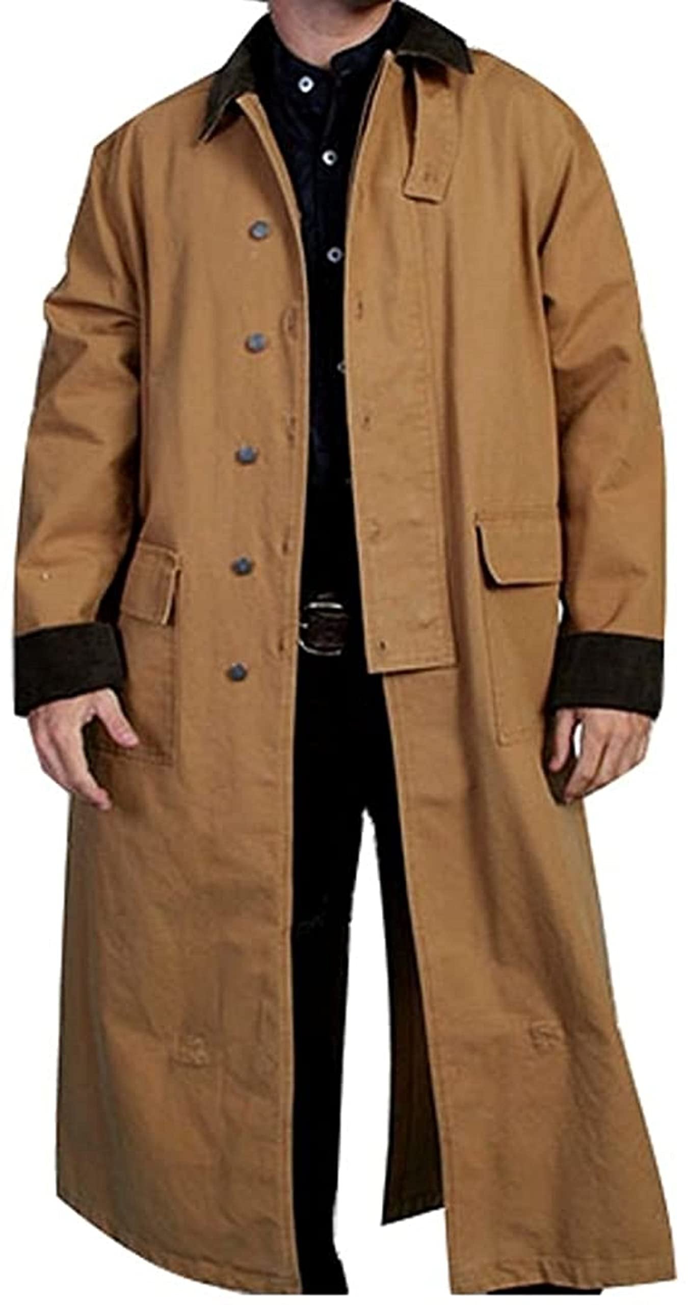 Scully Men's Long Canvas Duster Jacket - Brown