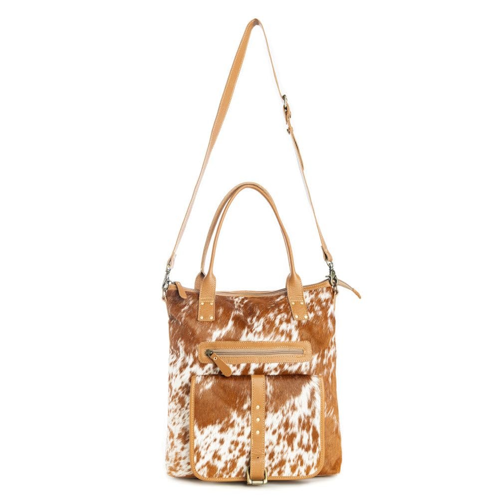 Myra Bag Tote Bag with Zipper in Mesa Maverick Hair-On Hide Detachable Strap L