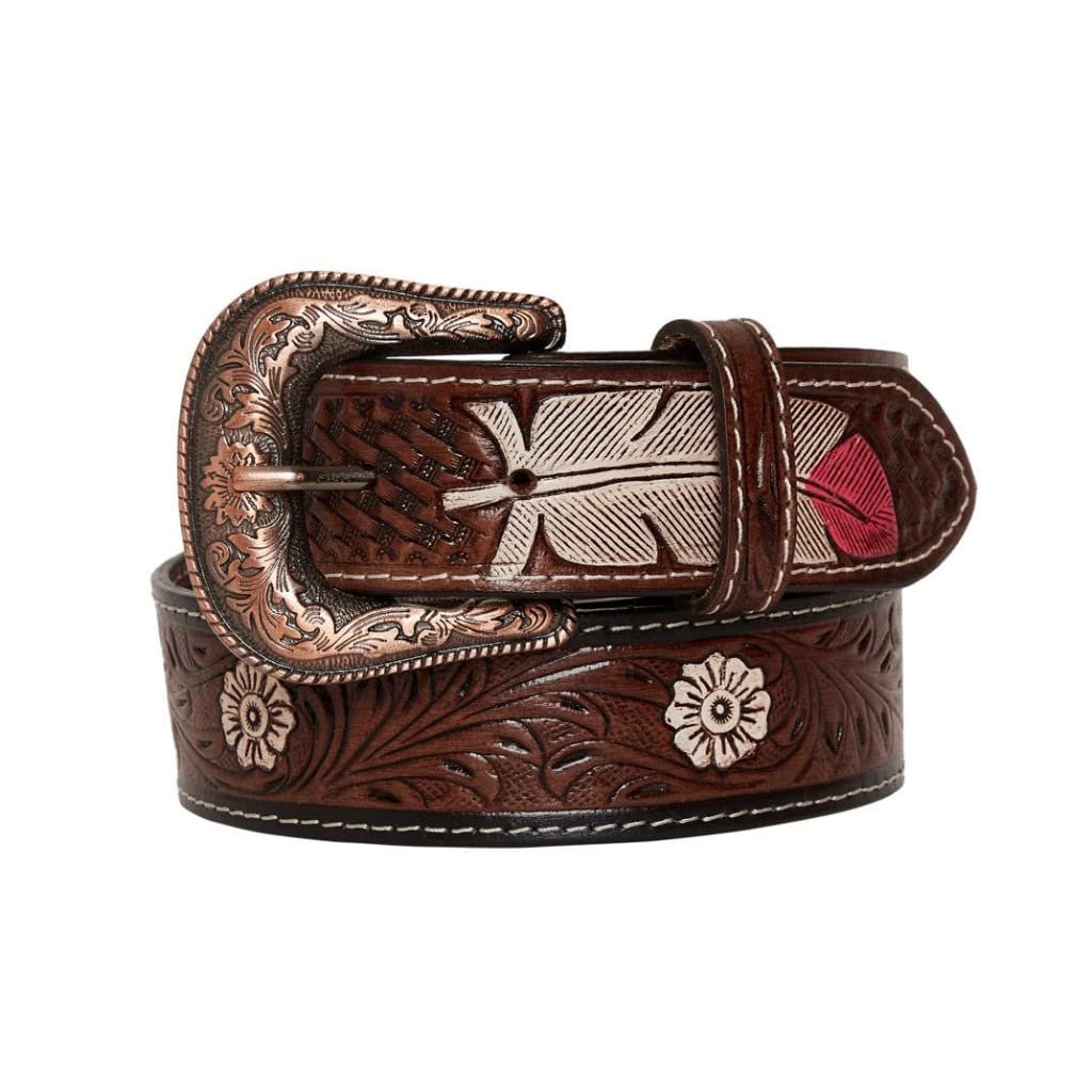 Myra Bag Pink Feather Hand-Tooled Leather Belt