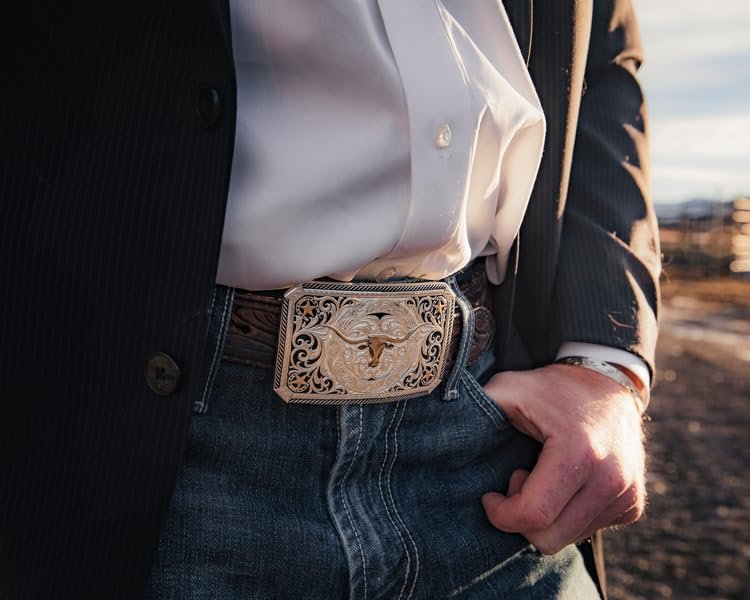 Montana Silversmiths Longhorn Cattle Drive Belt Buckle