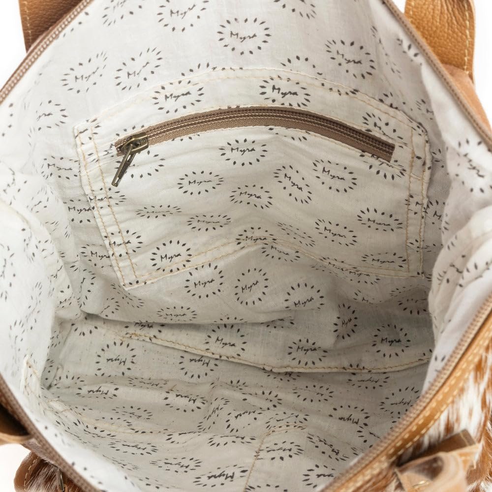Myra Bag Tote Bag with Zipper in Mesa Maverick Hair-On Hide Detachable Strap L