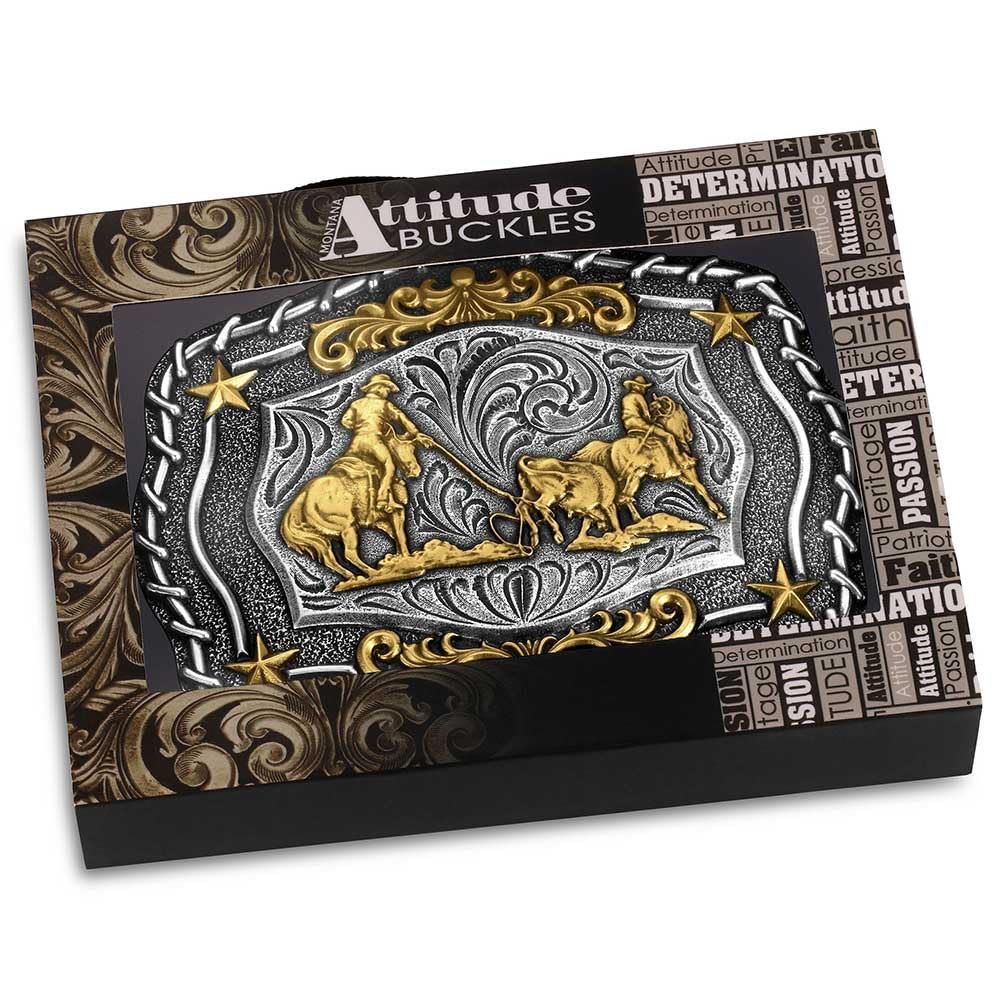 Montana Silversmiths The Roundup Team Roper Belt Buckle