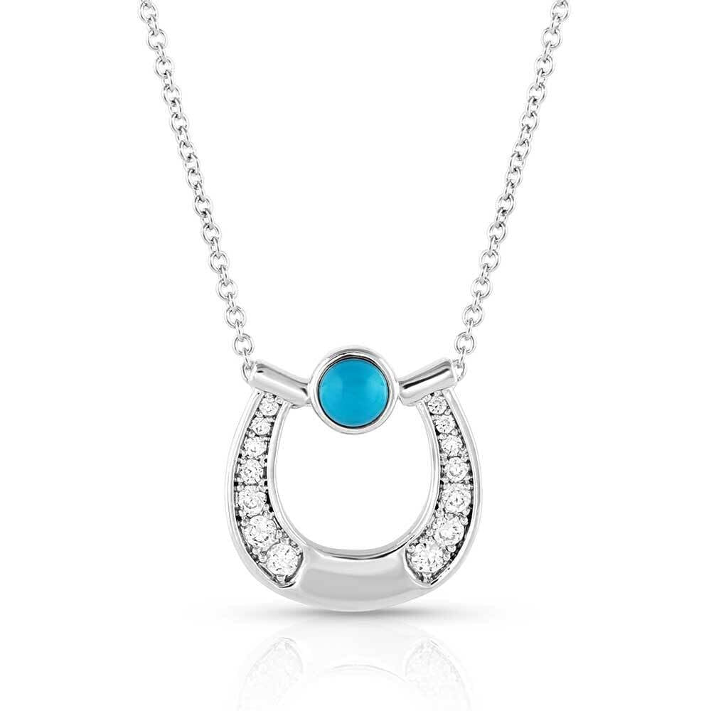 Montana Silversmiths Western Horseshoe Pendant Necklace (Destined Luck Turquoise)