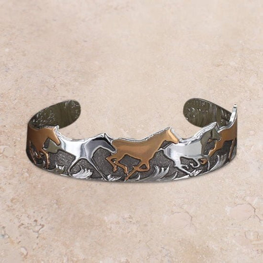 Montana Silversmiths Curio Finish Horses of a Cuff Bracelet