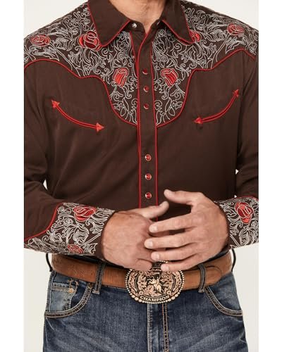 Scully Men's Rose Embroidered Long Sleeve Snap Shirt