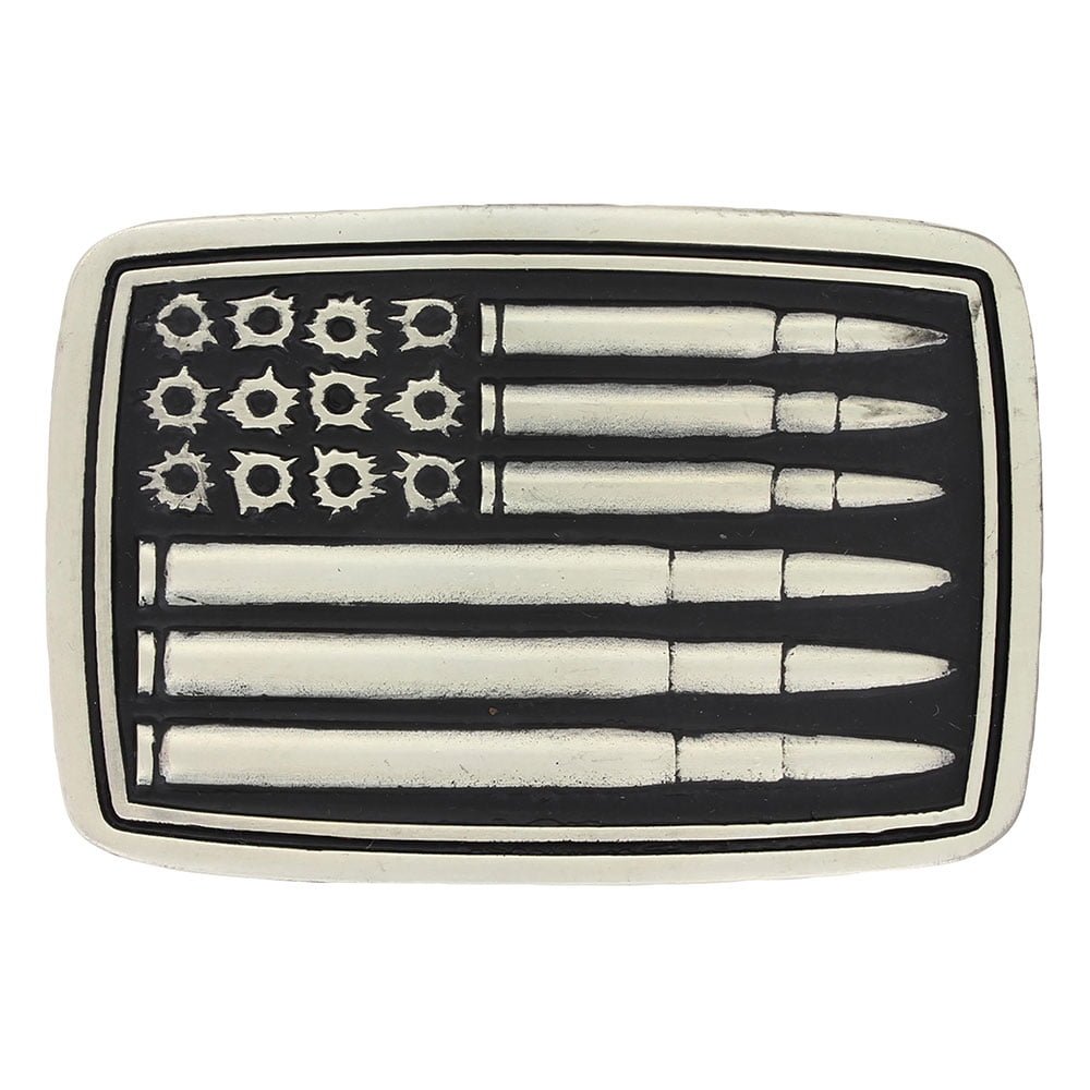 Montana Silversmiths Silver Bullet Flag Attitude - Acc Buckle  - A709P