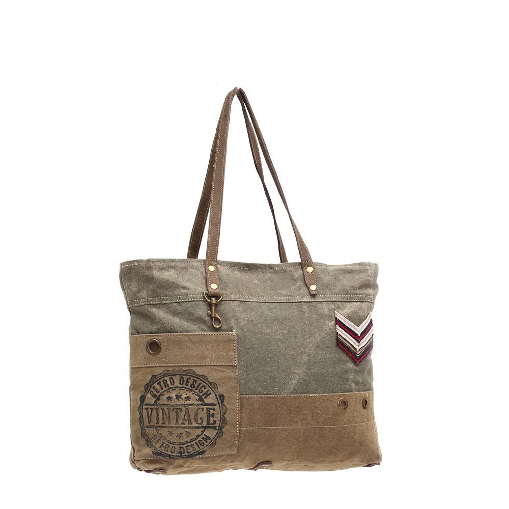 Myra Bag Military Badge Canvas Tote Bag