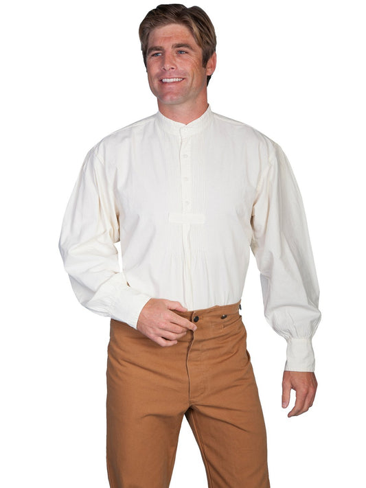 Scully Men's Wahmaker Pleated Front Puffed Sleeve Shirt - Natural
