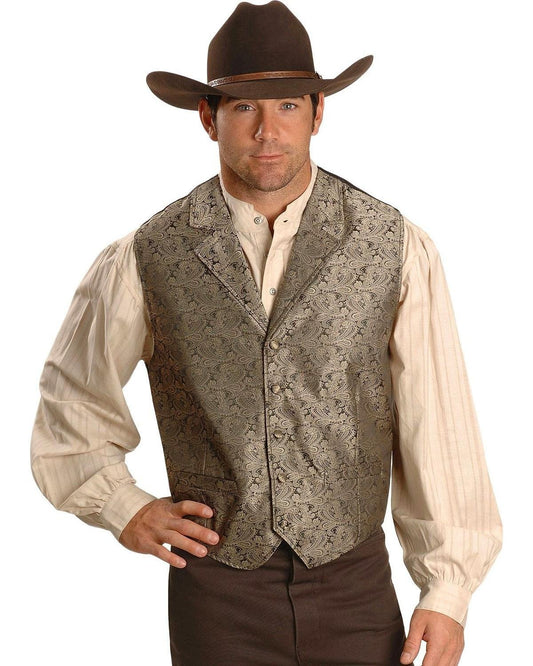 Scully Rangewear Men's Paisley Button Vest - Taupe