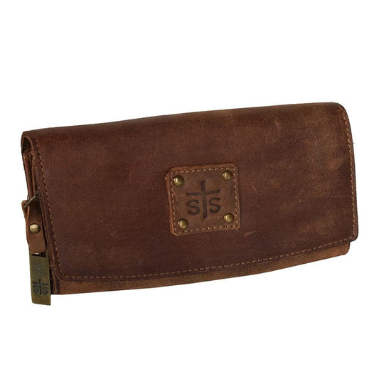 STS Ranchwear Womens Baroness Distressed Brown Leather Trifold Wallet