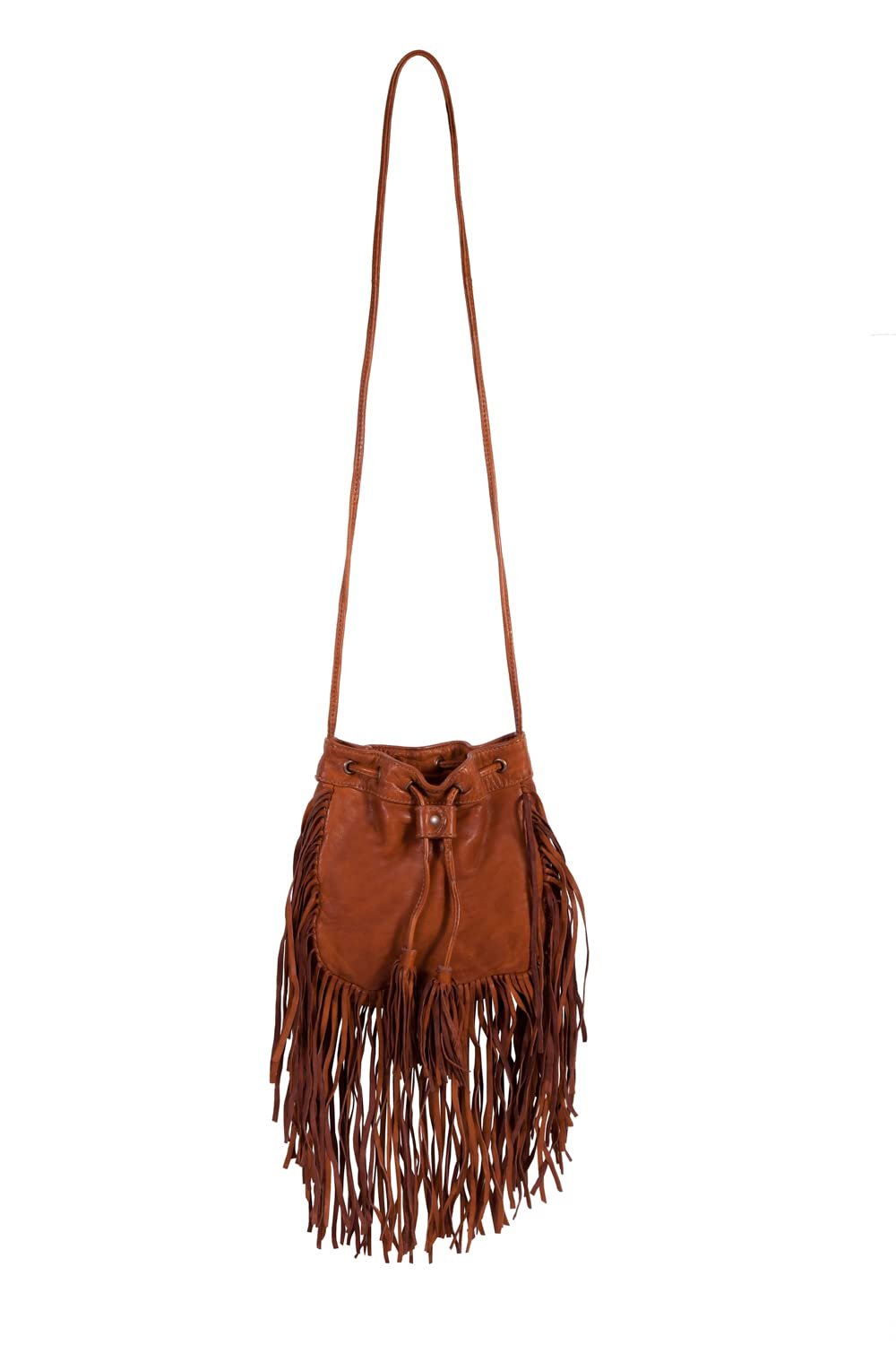 Scully Fringe Leather Crossbody Handbag - Cognac