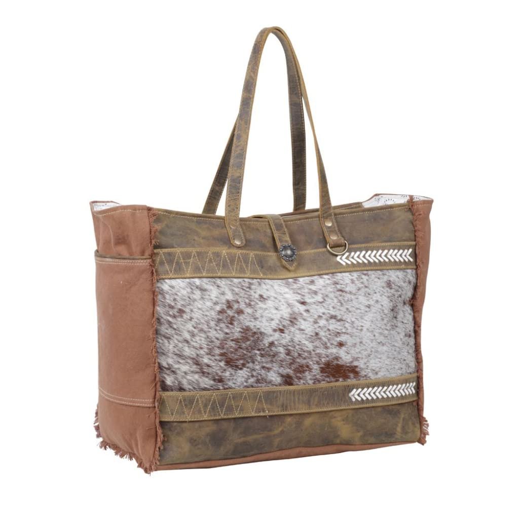 Myra Bag Salt n Pepper Brown Cowhide Purse