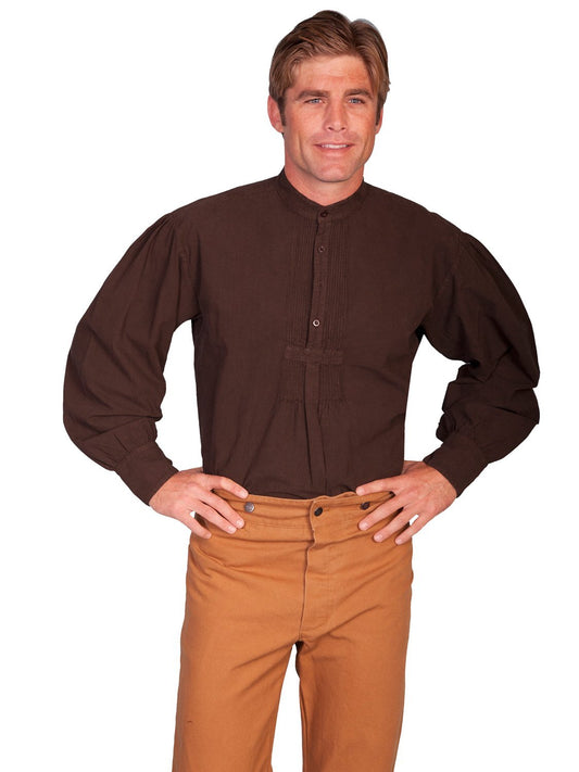 Scully Men's Wahmaker Pleated Front Puffed Sleeve Shirt - Chocolate