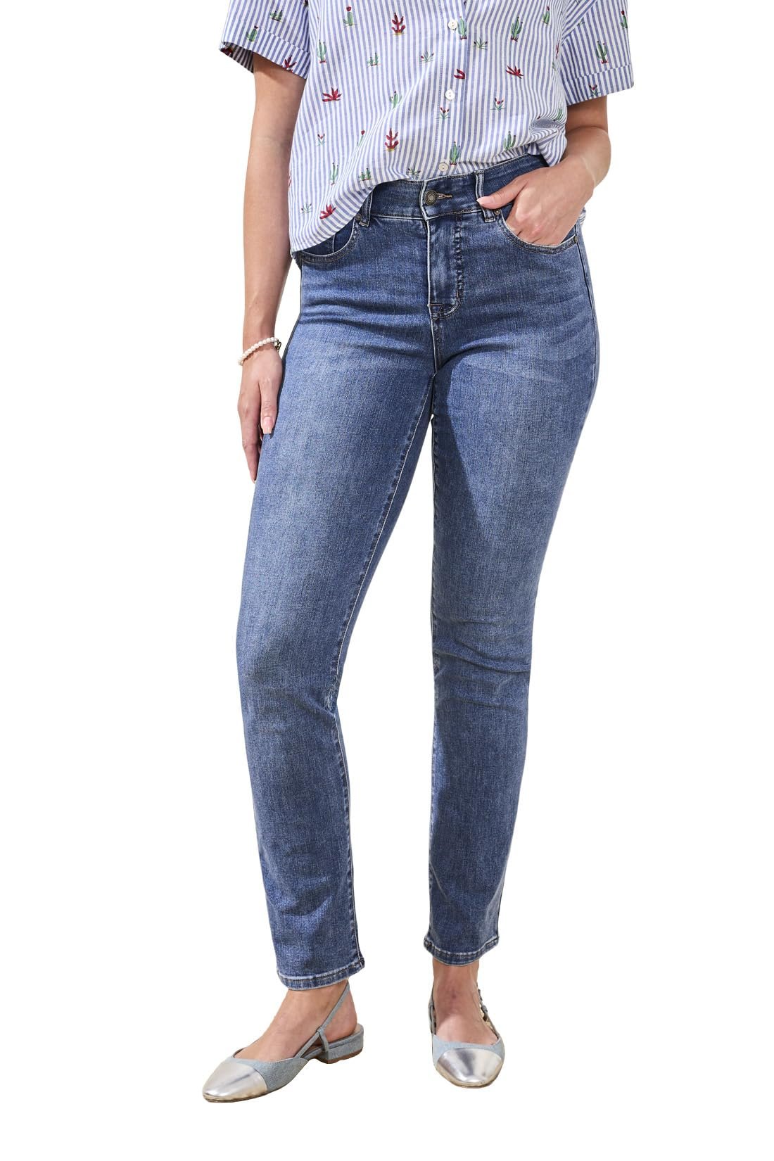 Tribal Women's Sophia Curvy Straight Fit Jeans (Regular, Plus and Petite Sizes)