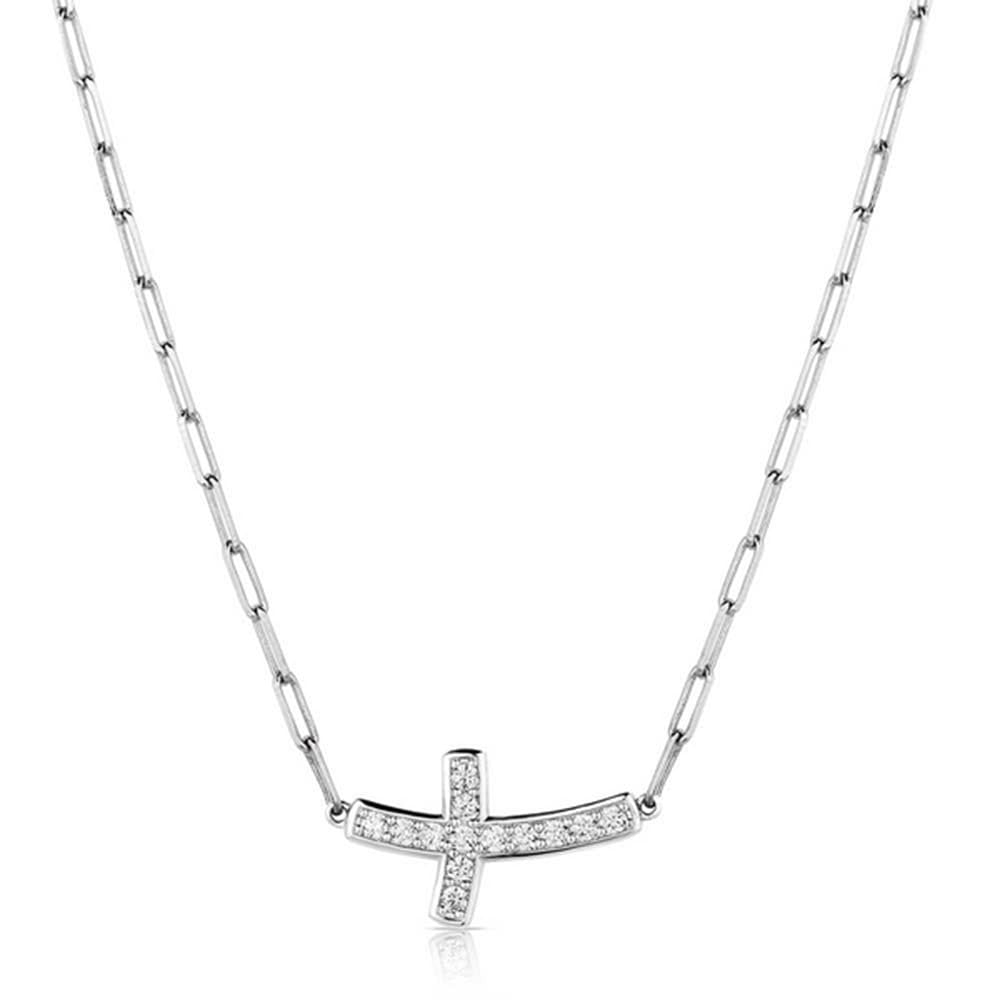 Montana Silversmiths Lean on Me Crystal Cross Necklace